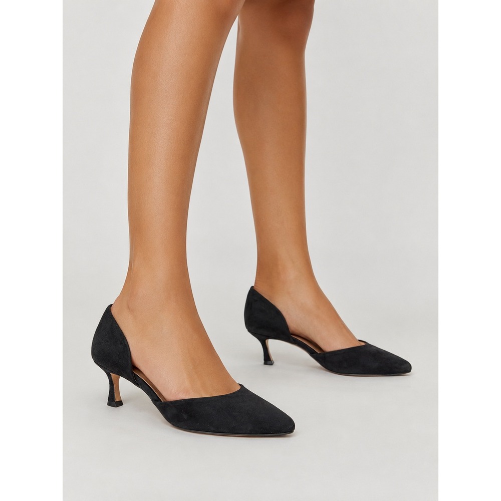 J. Jill Black Suede D'Orsay Kitten Heel Pointed Toe Pumps 9